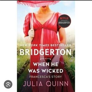 Netflix Bridgerton Book Cover in Red and Green